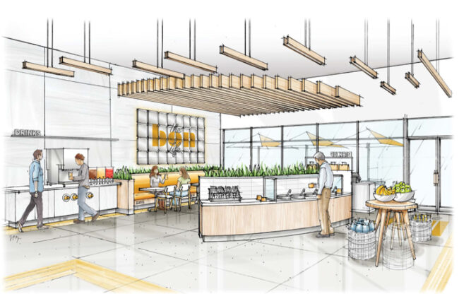 Rendering of new Au Bon Pain interior