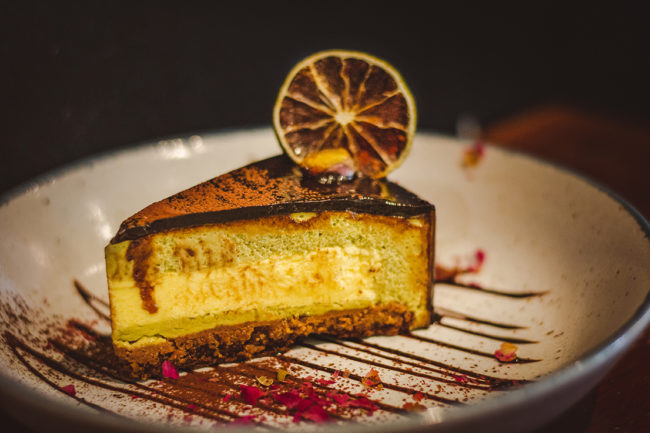 Pistachio & Yuzu Feuilletine Cake A springtime delight; light and zesty cake that refreshes the palate.